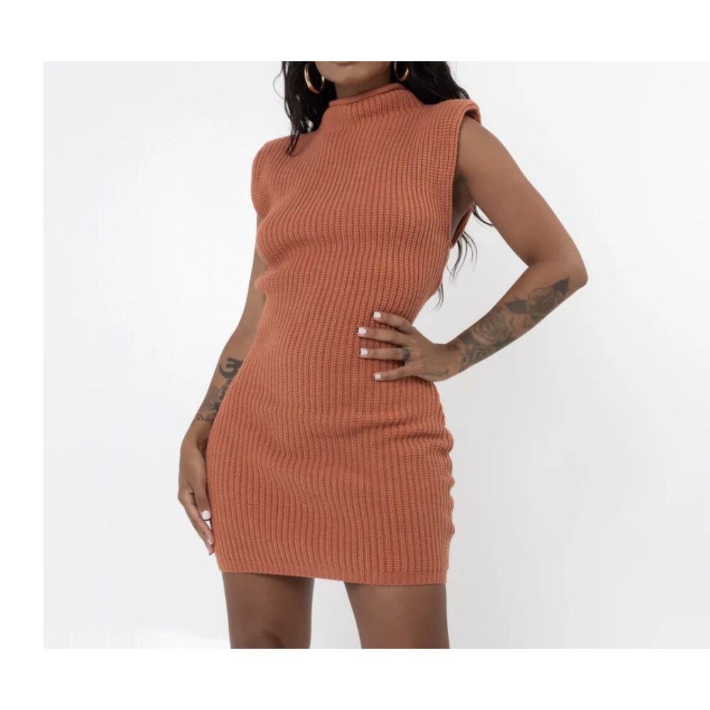 Close Knit Sz Large Dress,  Burn Orange, Fall wear